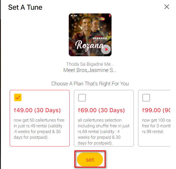 Caller Tune Plan Select Kare
