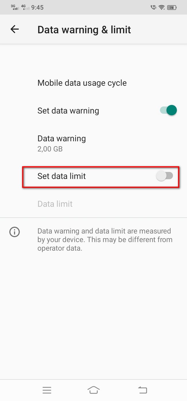 Set data limit